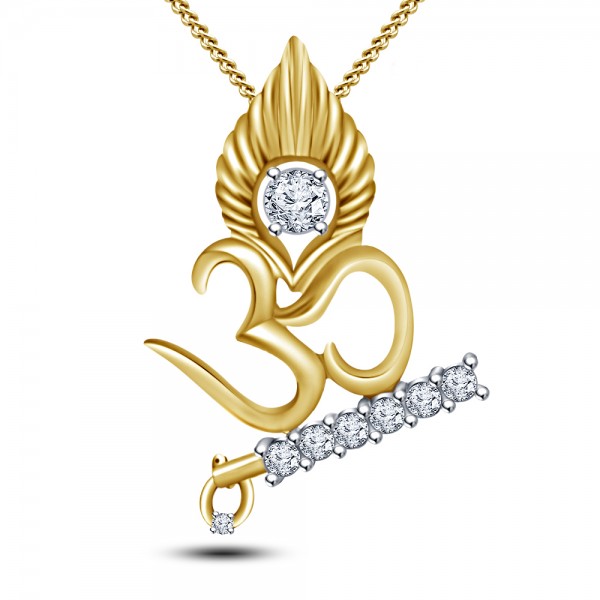 Lord Krishna Om Diamond Pendant